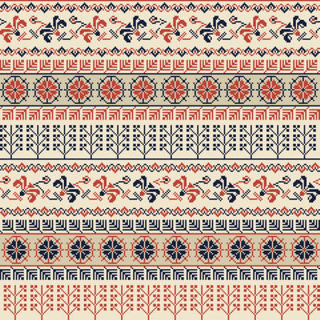 Seamless pattern design with traditional Palestinian embroidery motifのイラスト素材