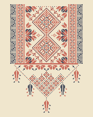 Vector pattern design with Palestinian traditional embroidery motif
