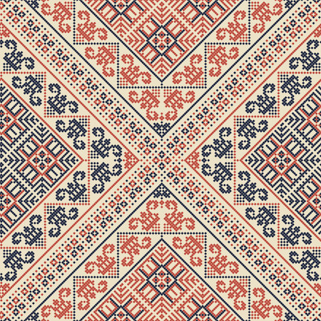Seamless pattern design with traditional Palestinian embroidery motifのイラスト素材