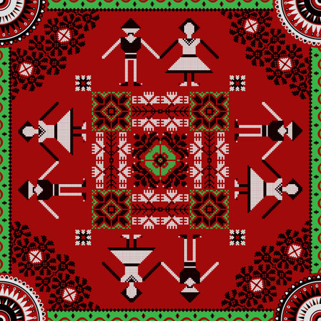 Romanian vector pattern inspired from traditional embroideryのイラスト素材