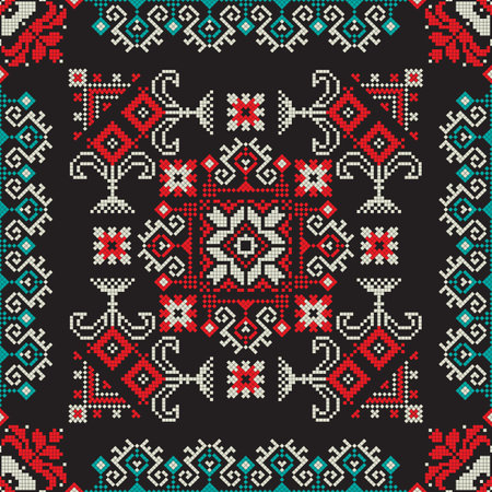 Romanian vector pattern inspired from traditional embroideryのイラスト素材