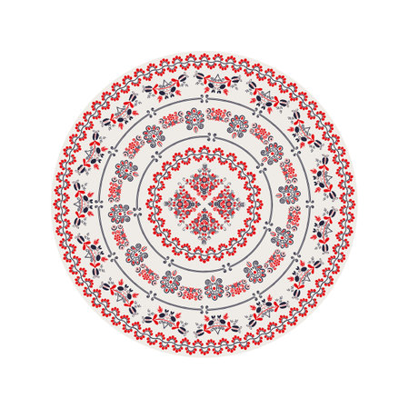 Traditional Hungarian round decorative element, isolated vectorover white background.のイラスト素材