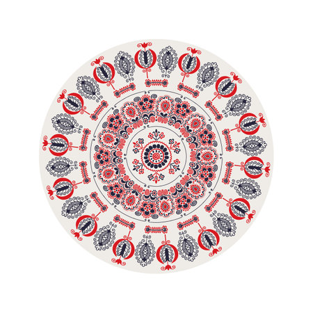 Traditional Hungarian round decorative element, isolated vectorover white background.のイラスト素材