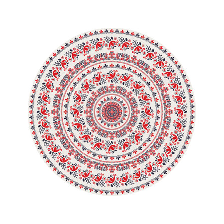 Traditional Hungarian round decorative element, isolated vectorover white background.のイラスト素材