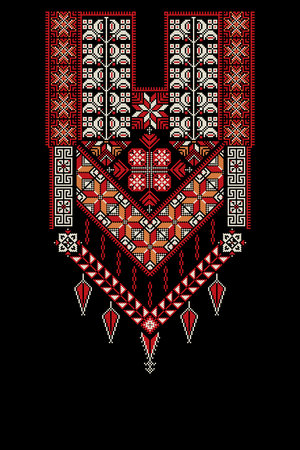 Embroidery vector Tatreez template , Palestinian fashion neck ornament