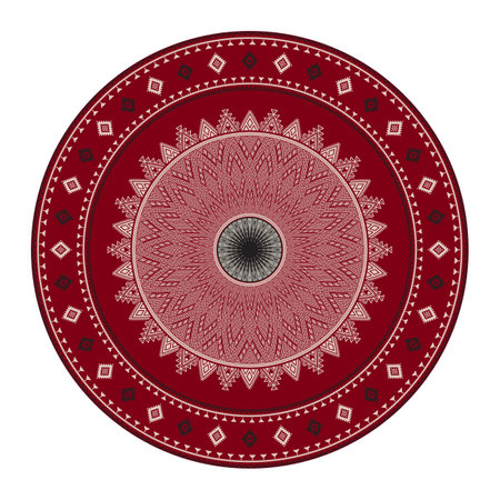 Tunisian embroidery inspired round design element, vector template against white backgroundのイラスト素材
