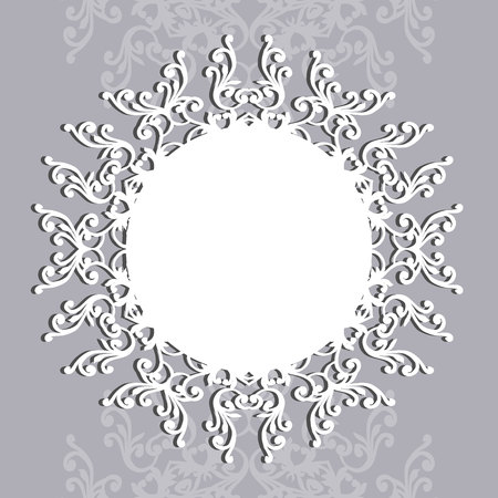 Collection of round lacy napkin for your text or photo. Elegant design . Vector illustration . It can be used as a frame for the photo , for greeting cards, invitations .のイラスト素材