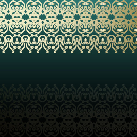 Dark Green Invitation Card with Abstract Pattern and Blank Horizontal Stripe Label. Vector Illustrationのイラスト素材
