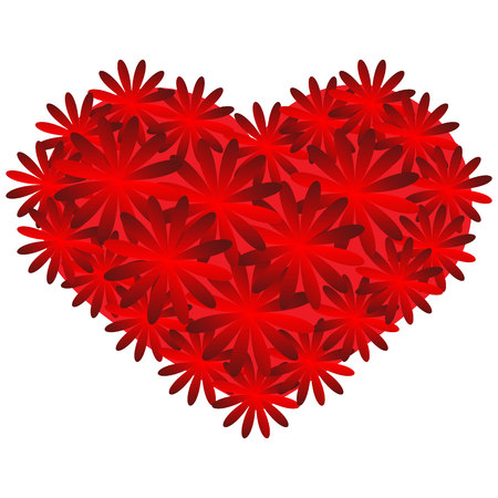 red heart on the white background. Colorful Valentine. Abstraction with colorful hearts. Postcard. Frame with Place for name, photo and other.のイラスト素材