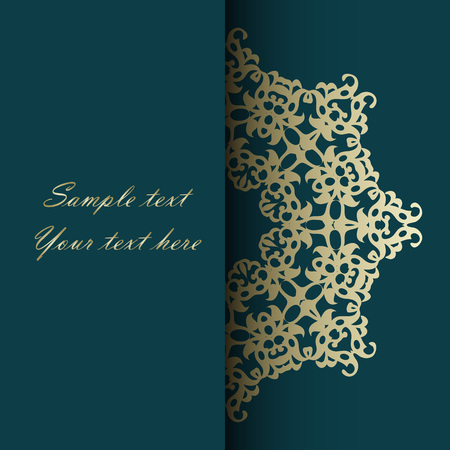 Invitation card for the wedding, anniversary, birthday and other holidays. Gold Illustrations on background with place for text. Can be used as a brochure, signboard, advertisement. EPS10のイラスト素材