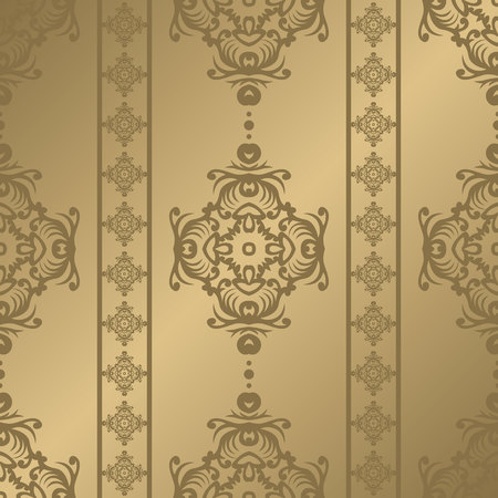 Vintage seamless pattern. Floral ornate wallpaper. Dark vector damask background with decorative ornaments and flowers in Baroque style. Luxury endless texture.のイラスト素材