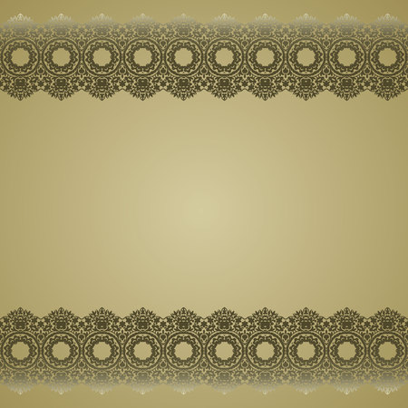 Gold lace borders, ornamental paper lines, vector. signboard name. Romantic wedding invitation. Abstract ornament.のイラスト素材
