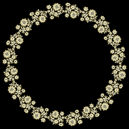 Decorative line art frame for design template. Elegant vector element Eastern style, place for text. Outline floral border. Lace illustration for invitations and greeting cards.のイラスト素材