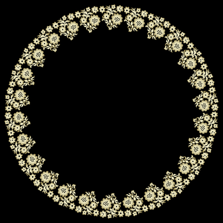 A floral round drawing with a place for text. Vector illustration.のイラスト素材