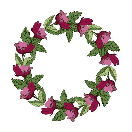 Vintage vector frame with summer flowers. Flower wreath for beautiful design. invitation card with floral wreath for your designのイラスト素材