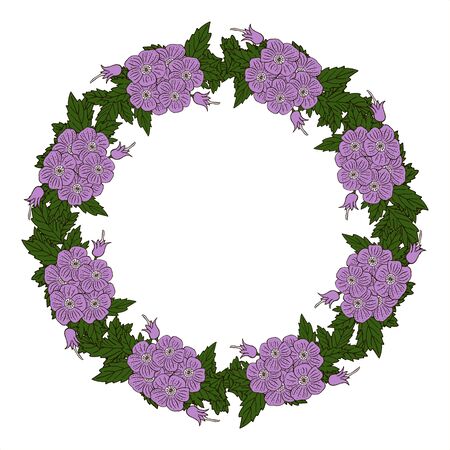 Vintage vector frame with summer flowers. Flower wreath for beautiful design.のイラスト素材