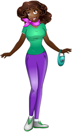 Vector illustration of an african teenage girl in tshirt and long pants.
のイラスト素材