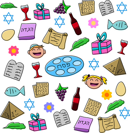 Vector illustration pack of Passover symbols and icons のイラスト素材