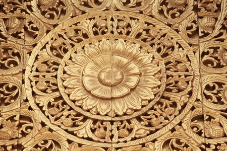 The goledn of sculpture in the temple.の写真素材