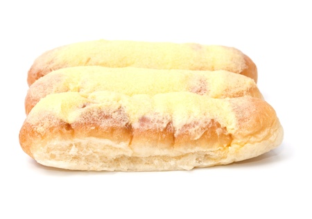 Sweet bread with butter and sugar isolated