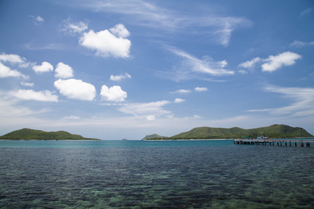 The beautiful ocean with blue sky in the summer day at Samaesarn island ,Thailandの写真素材
