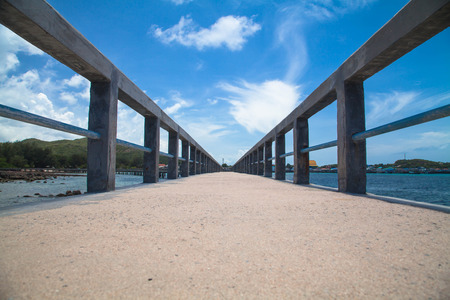 Concrete walkway to seaport of Samaesarn island ,Thailandの写真素材