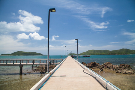 Concrete walkway to seaport of Samaesarn island ,Thailandの写真素材