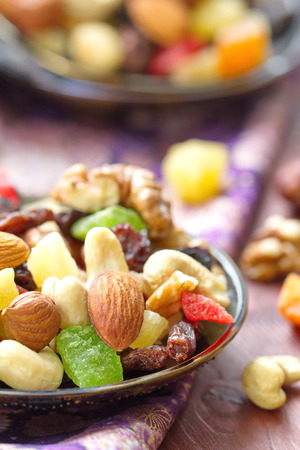 Energy break. Dried fruit and nuts.の写真素材