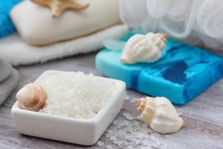 Salt and soap with sea minerals for your healthの写真素材