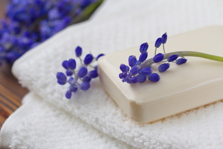 Soap with light flowers aromaの写真素材