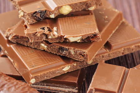 Pile of various chocolate with nuts