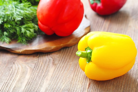 Fresh sweet pepper on th tableの写真素材