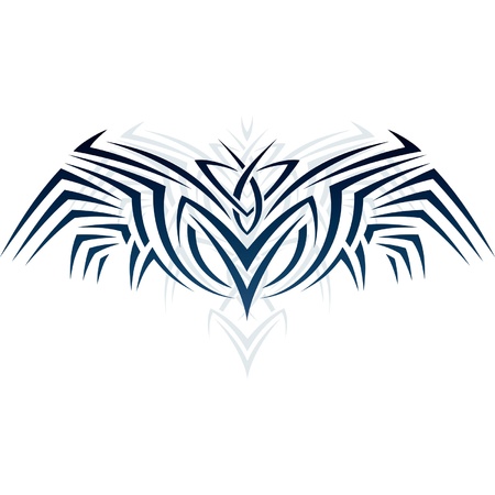 Abstract ornament in the form of wings in the style of tattoosのイラスト素材