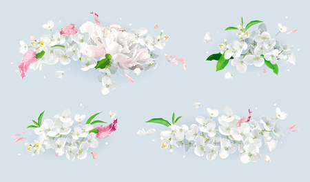 Set of vintage floral vector bouquetsのイラスト素材