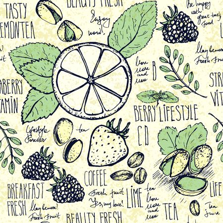 Breakfast sketched setのイラスト素材