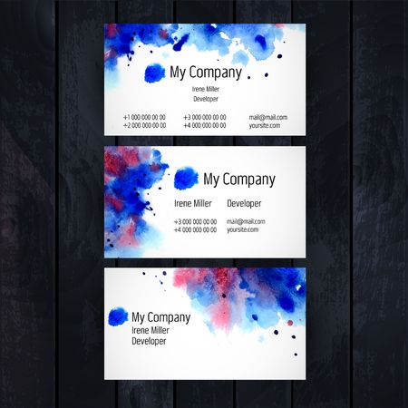 Watercolor business card templateのイラスト素材