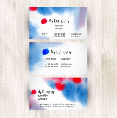Watercolor business card templateのイラスト素材