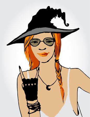 Beautiful ginger witchのイラスト素材