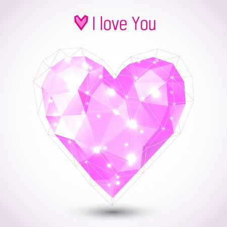 Triangle pink heart illustrationのイラスト素材