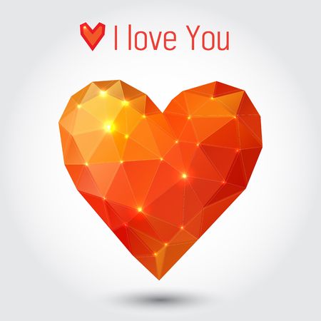 Orange and red triangle heartのイラスト素材