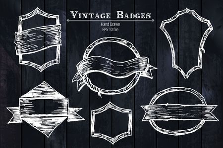 Vintage sketched badgesのイラスト素材