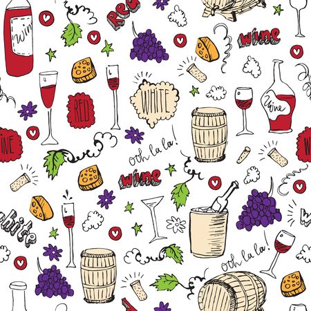 Wine sketch and vintage illustrationのイラスト素材