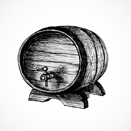 wine cask sketch and vintage illustrationのイラスト素材