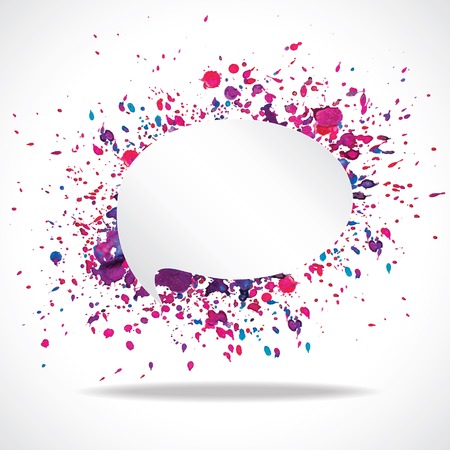 Vector bright watercolor speech cloud and blobsのイラスト素材
