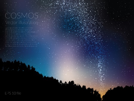 Vector illustration - deep sky night with stars and Milky Wayのイラスト素材