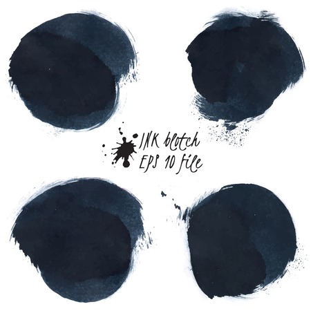 Black ink splash and banners - vector illustrationのイラスト素材