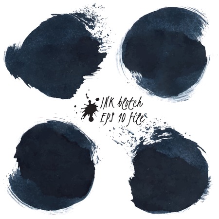 Black ink splash and banners - vector illustrationのイラスト素材