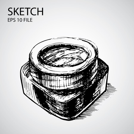 Vector set with sketched bottle - illustration for the beauty industryのイラスト素材