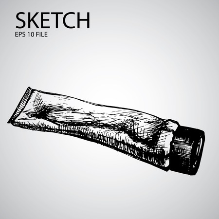 Vector set with sketched bottle - illustration for the beauty industryのイラスト素材