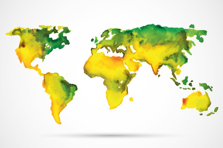 World Map Watercolor, Vector illustrationのイラスト素材